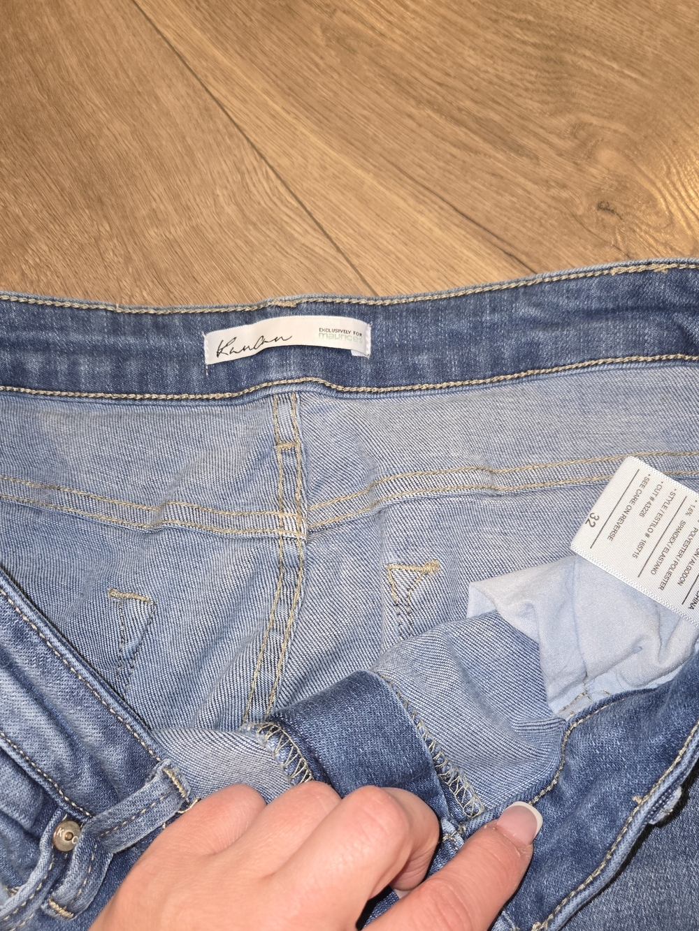 KanCan Medium Blue Flare Jeans with Distressed Hem - Picture 2 of 5